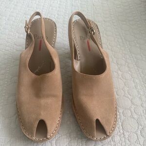 Paolo Suede Peep Toe Slingbacks, Sz 10